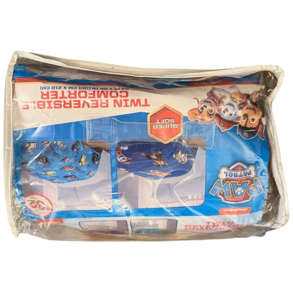 Paw‎ Patrol Twin Reversible Comforter Blue Super Soft Kids Bedding